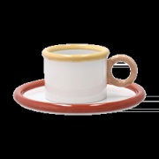 Scandi Living Chunky kuppi ja lautanen Punainen-keltainen