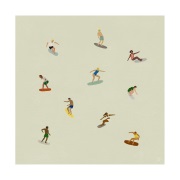 Fine Little Day Surfers juliste Beige, 40x40 cm.