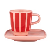 Marimekko Piccolo espressokuppi ja lautanen Salmon red-orange red, 5 c...