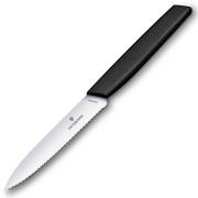 Victorinox Swiss Modern sahalaitainen vihannesveitsi 10 cm, musta