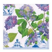 Caspari - Hydrangeas and Porcelain Servetti 40x40 cm 20 kpl