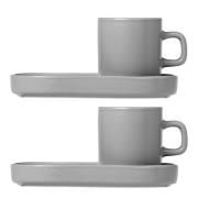 Blomus - Pilar Espressokuppi ja aluslautanen 6 cm 2 kpl Mirage Grey