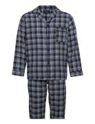 Mens Flanell Pyjama Pyjama Blue TOPECO