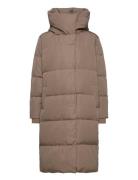 Objlouise Long Down Jacket Noos Topattu Pitkä Takki Beige Object