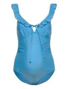 Mldaria Ruffle Swimsuit Hc. A. Uimapuku Uima-asut Blue Mamalicious