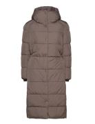 Savannah Long Puffer Coat Topattu Pitkä Takki Grey Jofama