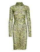 Jersey Mesh Barnau Dress Aop Lyhyt Mekko Green Mads Nørgaard