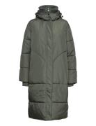 Sringa Puffer Coat Topattu Pitkä Takki Khaki Green Soft Rebels