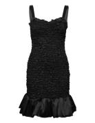 Crèpe Satin Strap Dress Lyhyt Mekko Black By Ti Mo