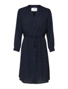 Slfdamina 7/8 Aop Dress Lyhyt Mekko Navy Selected Femme