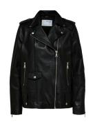 Slfmadison Leather Jacket B Noos Nahkatakki Black Selected Femme