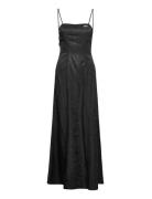 Jacqaurd Maxi Strap Dress Maksimekko Juhlamekko Black HAN Kjøbenhavn