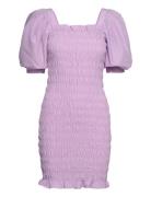 Rikka Plain Dress Lyhyt Mekko Purple A-View