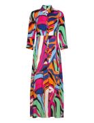 Yassavanna Long Shirt Dress S. Noos Maksimekko Juhlamekko Multi/patter...