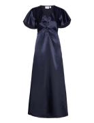 Visittas V-Neck S/S Maxi Dress - Noos Maksimekko Juhlamekko Navy Vila