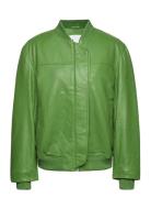 Leather Bomber Jacket Nahkatakki Green REMAIN Birger Christensen