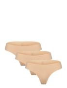 Pcnamee Thong 3-Pack Noos Stringit Alusvaatteet Beige Pieces