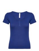 Top Ss Rib Henley Toppi Blue Hunkemöller