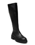 Boots - Flat Korkeavartiset Saapikkaat Black ANGULUS