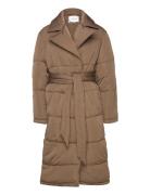 Yasluffa Ls Padded Coat S. Noos Topattu Pitkä Takki Beige YAS