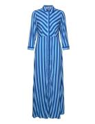 Yassavanna Long Shirt Dress S. Noos Maksimekko Juhlamekko Blue YAS