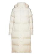 Longline Hooded Puffer Coat Topattu Pitkä Takki White Superdry