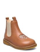 Booties - Flat - With Elastic Bootsit Nauhalliset Saapikkaat Brown ANG...