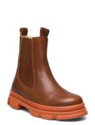 Booties - Flat - With Elastic Bootsit Nauhalliset Saapikkaat Brown ANG...