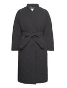 Naria Padded Wrap Coat Topattu Pitkä Takki Black Minus