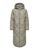 Onlnewtamara X-Long Quilted Coat Cc Otw Topattu Pitkä Takki Green ONLY