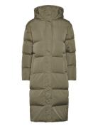 Longline Hooded Puffer Coat Topattu Pitkä Takki Khaki Green Superdry