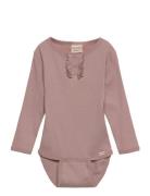 Body Ls Rib Bodies Long-sleeved Pink Minymo