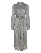 Mslimea Glitter Maxi Wrap Dress Maksimekko Juhlamekko Silver Minus