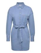 Tjw Belted Denim Shirt Dress Ext Lyhyt Mekko Blue Tommy Jeans