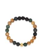 Men's Wristband With Jasper, Lava St , Matte Aquatic Agate Rannekoru K...