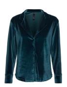 Jacket Ls Shiny Velours Piping Toppi Blue Hunkemöller