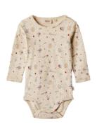 Body L/S Freddie Bodies Long-sleeved Beige Wheat