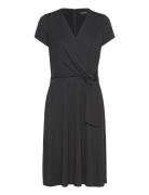 Surplice Jersey Dress Lyhyt Mekko Black Lauren Ralph Lauren