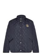 Crest-Patch Quilted Mockneck Jacket Tikkitakki Navy Lauren Women