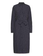 Polkadot Midi Shirt Dress Ls Polvipituinen Mekko Black Tommy Hilfiger