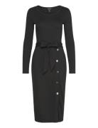 Cm 2X2 Rib-Dress Polvipituinen Mekko Black Lauren Ralph Lauren