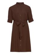 Collared Dress Polvipituinen Mekko Brown Lauren Women