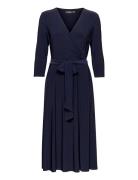 Surplice Jersey Dress Polvipituinen Mekko Navy Lauren Ralph Lauren