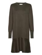 Als Short Knit Dress Polvipituinen Mekko Khaki Green NORR