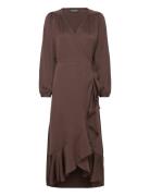 Slkarven Dress Ls Polvipituinen Mekko Brown Soaked In Luxury