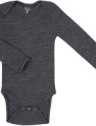 Body Ls, Dark Grey Drop Needle, Merino Wool Pitkähihainen Body Grey Sm...