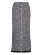 Ilvana Melange Knit Skirt Polvipituinen Hame Grey Hosbjerg