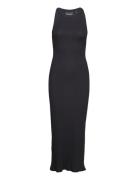 Long Midi Rib Dress Polvipituinen Mekko Black HAN Kjøbenhavn