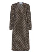 Msmarceline Long Sleeve Midi Wrap D Polvipituinen Mekko Brown Minus