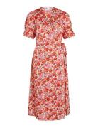 Vinaria S/S Wrap Midi Dress/Dc/Su Polvipituinen Mekko Red Vila